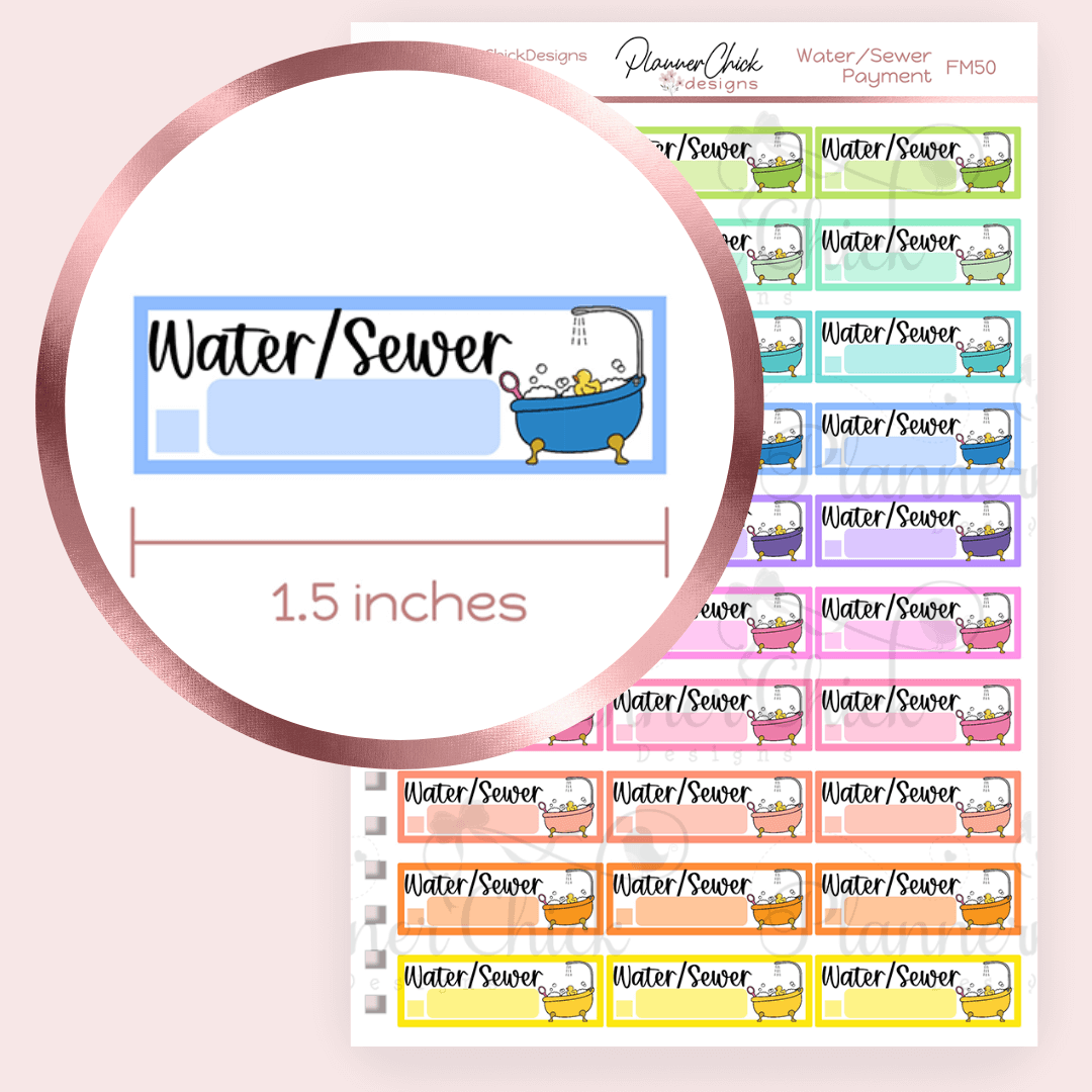 Water/Sewer Payment Planner Stickers