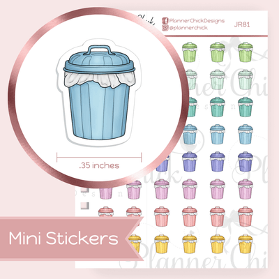 Mini Stickers ~ Doodle Trash Cans