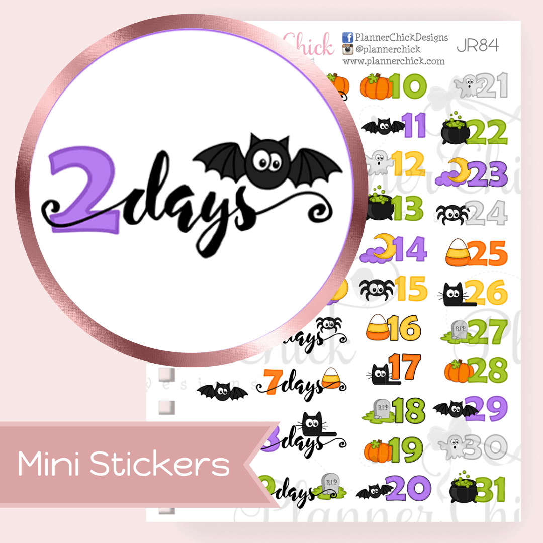 Sticker Sprout Countdown Mini Stickers ~ Halloween Countdown – PlannerChickDesigns