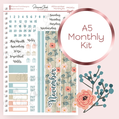 Monthly & Dashboard Kits ~ Wood Floral (for November)