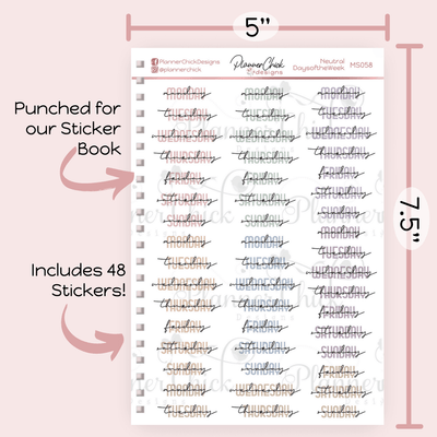 Days of the Week Planner Stickers